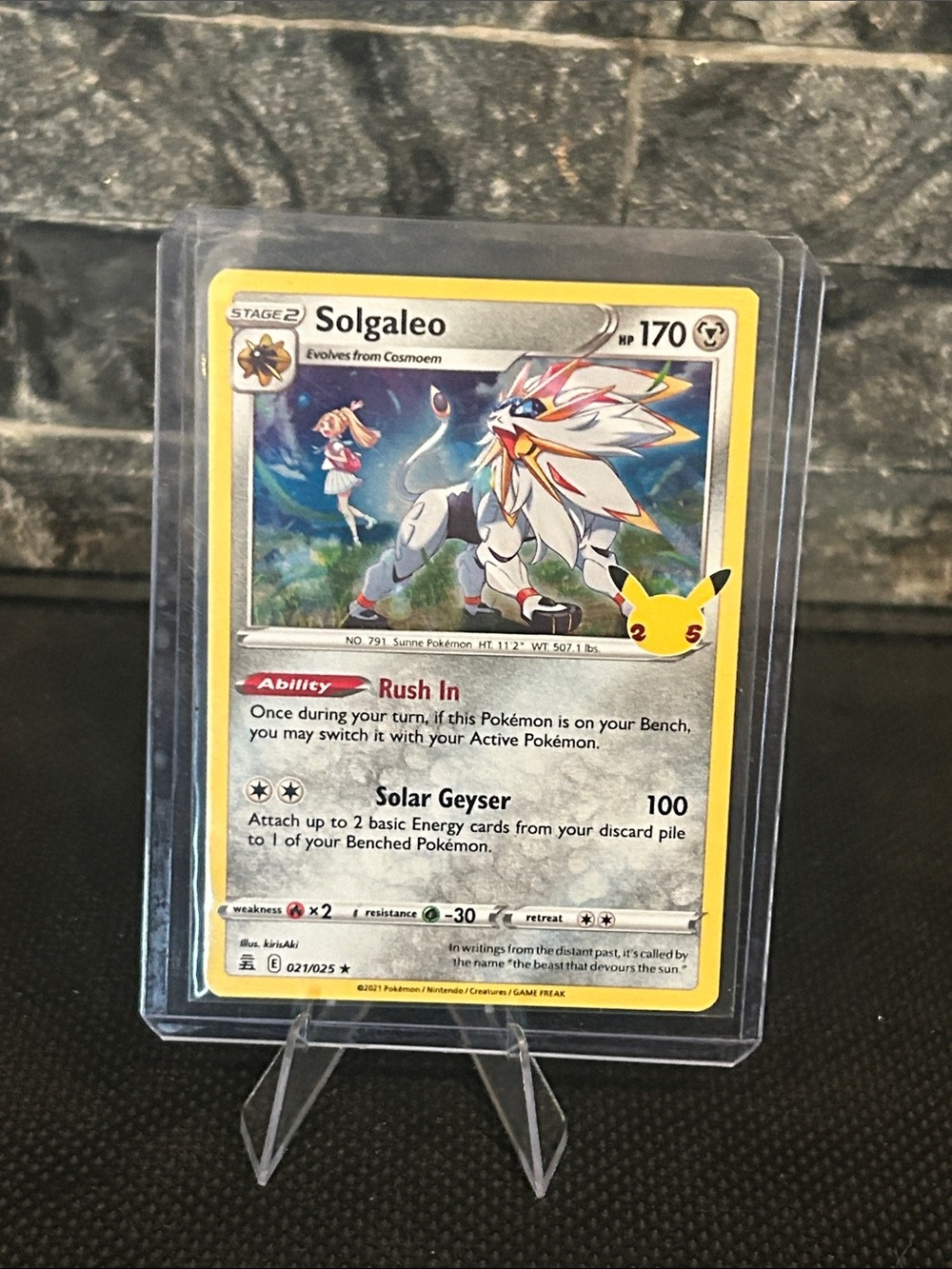 Pokemon Solgaleo Holo Stamped 021/025 from 25th Anniversary Celebrations set